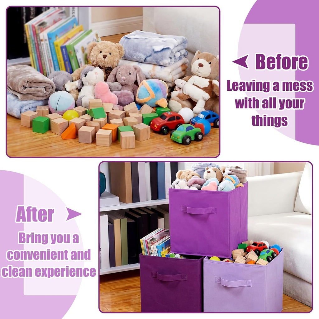 Karenhi 6 Pack Cube Storage Bins, Purple Fabric Organizer