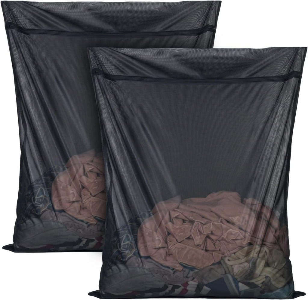 OTraki 43×35 Inch Extra Large Mesh Laundry Bags for Washing Machine Black