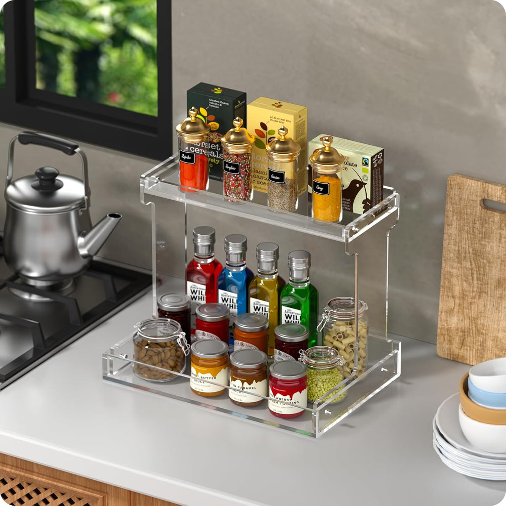 NPPLUS 2-Tier Clear Acrylic Bathroom Organizer Counter Storage Shelf