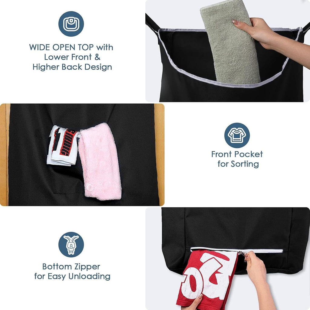 TFLC X-Large Hanging Laundry Hamper bag, 20x3.75x31", Black-XL