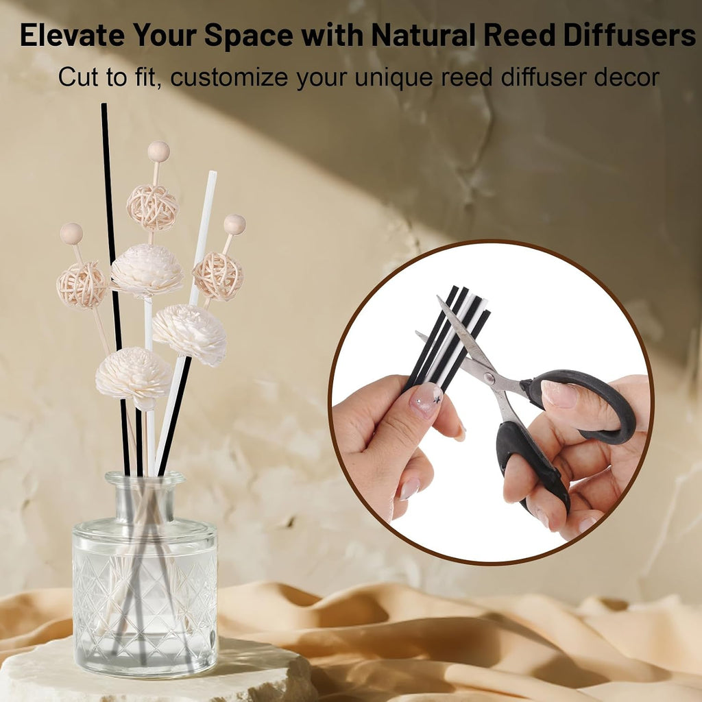 50 Pcs Reed Diffuser Sticks Rattan Flower Reed Fragrance Diffuser Set Diffuser Sticks for Office Home Decor (50, Black and White, 11'')