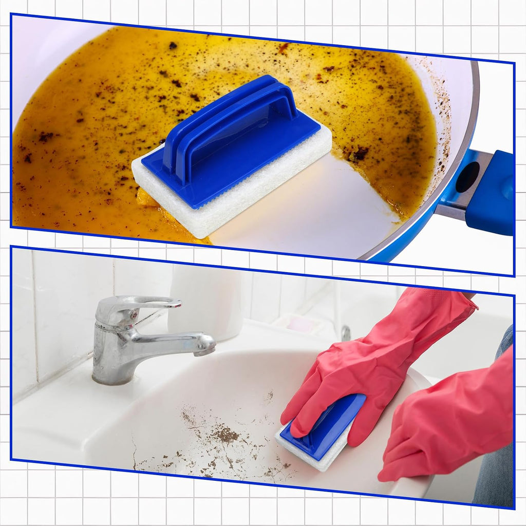 Maxdot 8 Pcs Handled Bath Scrubber Sponge Scrub Pad with Handle Cleaning