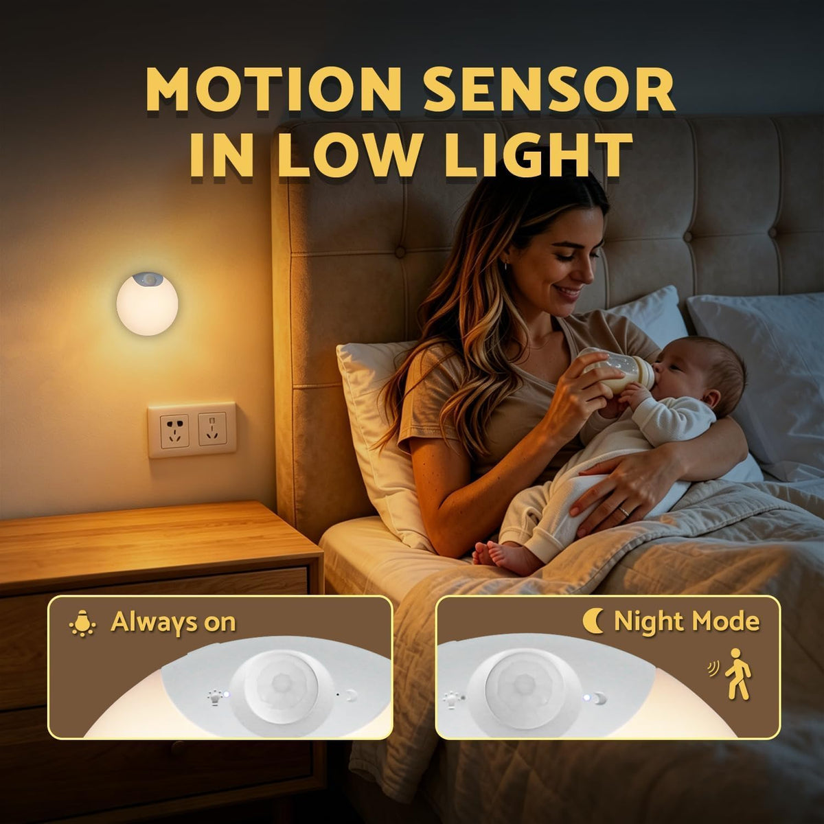 DAZZY DOT Rechargeable Night Light Motion Sensor, Battery Night Light