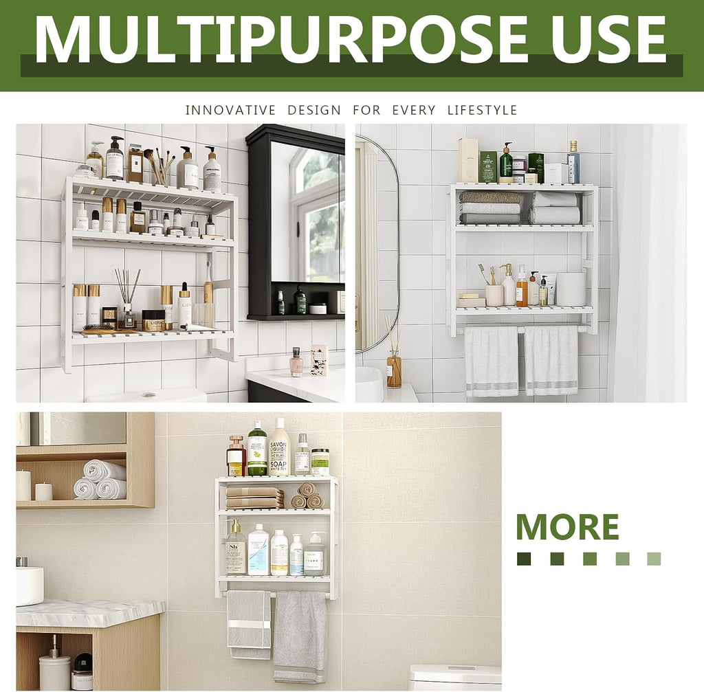 Galood Over The Toilet Storage Bathroom Shelves Wall Mounted 3 Tier White