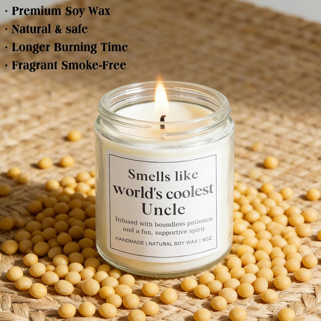 Uncle Gifts for Men, Happy Birthday Fathers Day Gift for Uncle from Niece Nephew, Funny Sentimental Present Ideas for Him - Lavender Scented Candle
