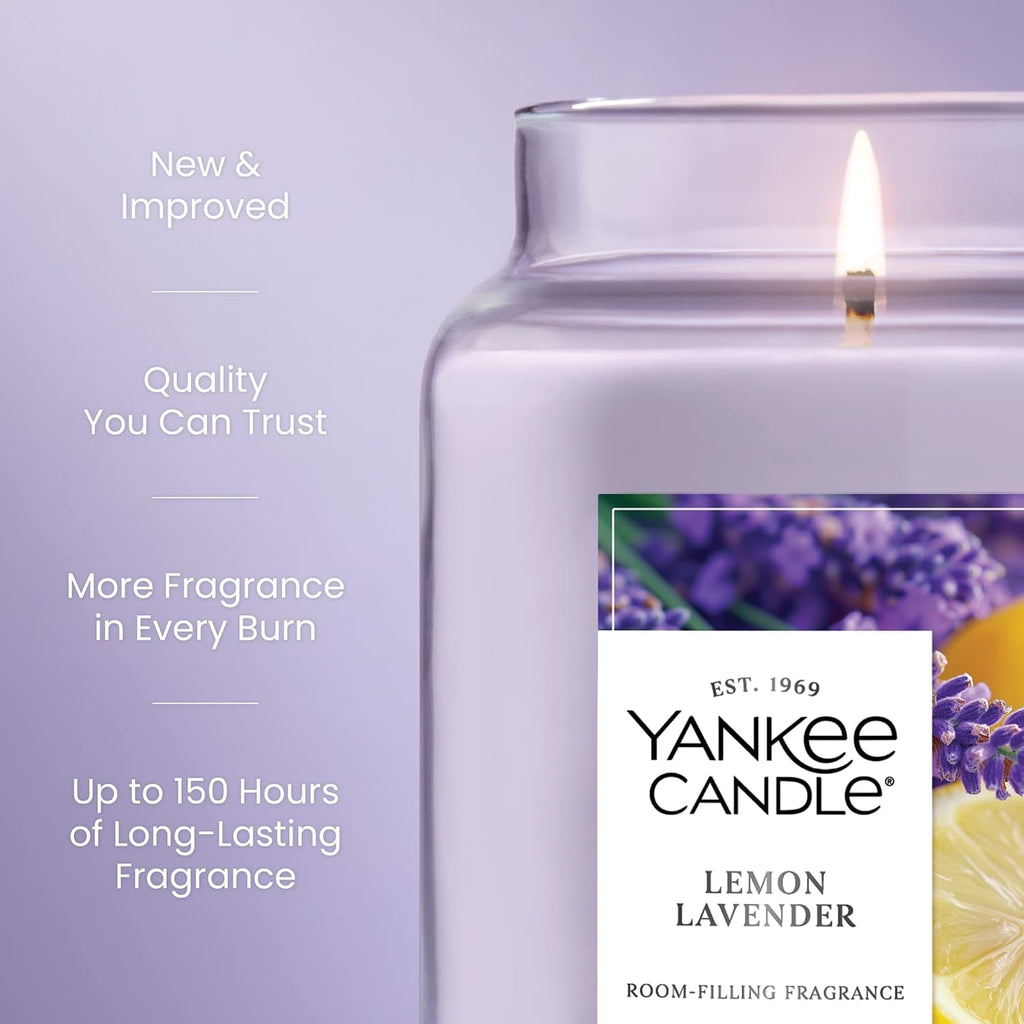 Yankee Candle Lemon Lavender Scented Candle, 22oz Large Jar with up to 150 Hour Burn Time, Giftable, Birthdays (Pack of 4)