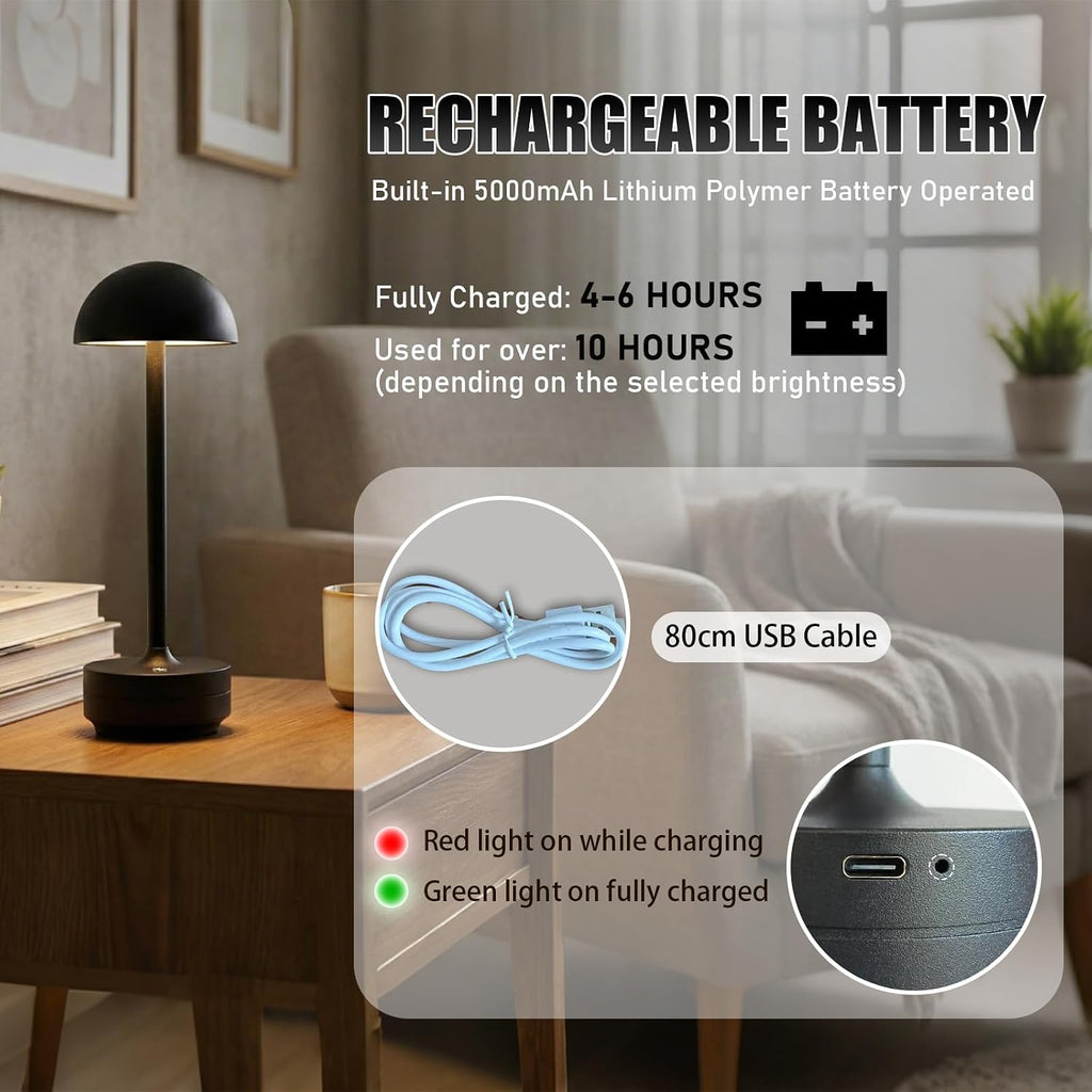 Rechargeable Cordless Table Lamp 5000mAh Battery LED Table Lights