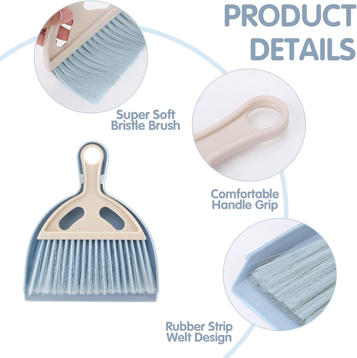 6 Pcs Small Dustpan and Brush Set, Portable Compact Mini Broom and Dust Pan