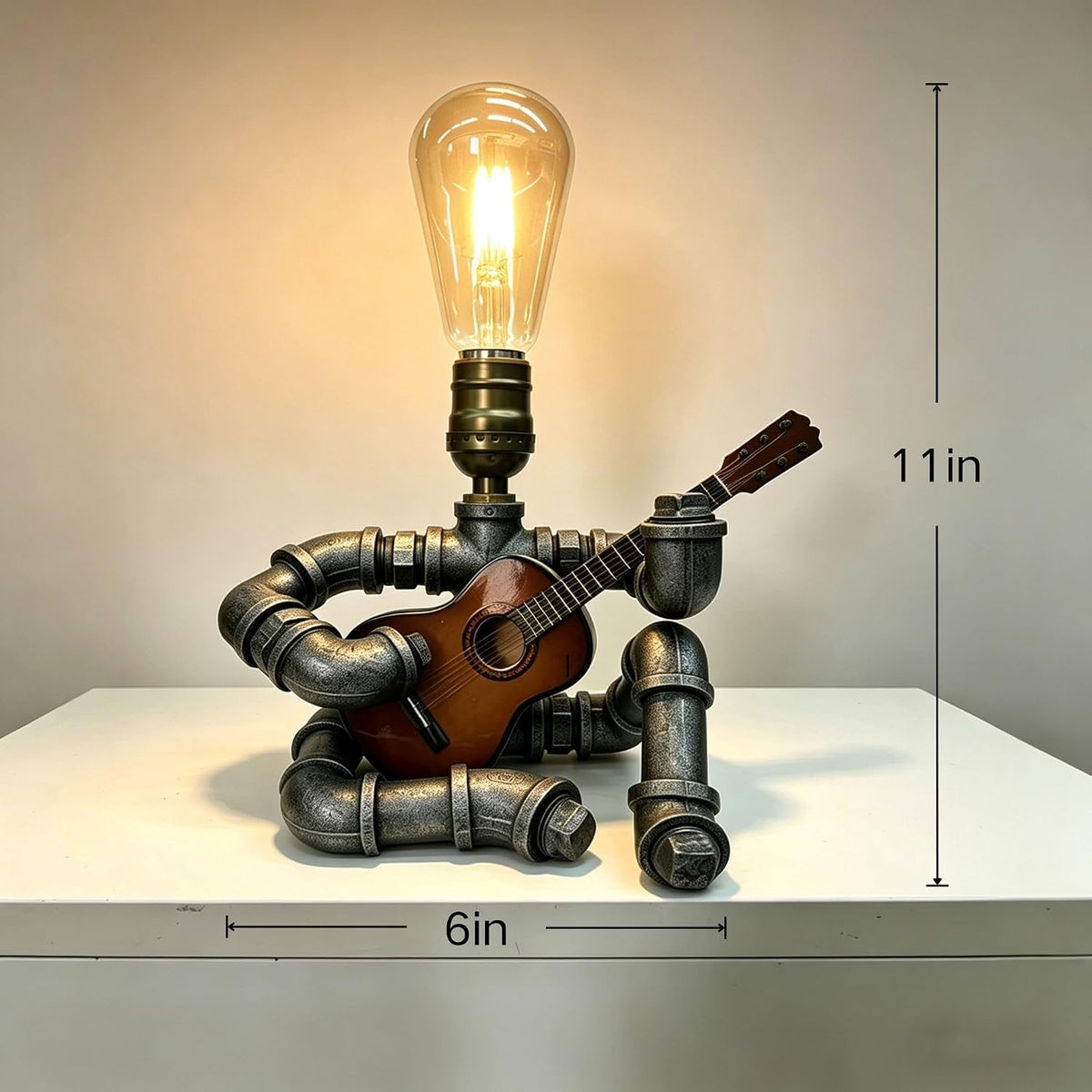 Music Guitar Table Lamp,Guitar Stuff,Cool Gifts for Music Lovers,Players for Men Gift,Steampunk lamp,Metallica (Coffee)