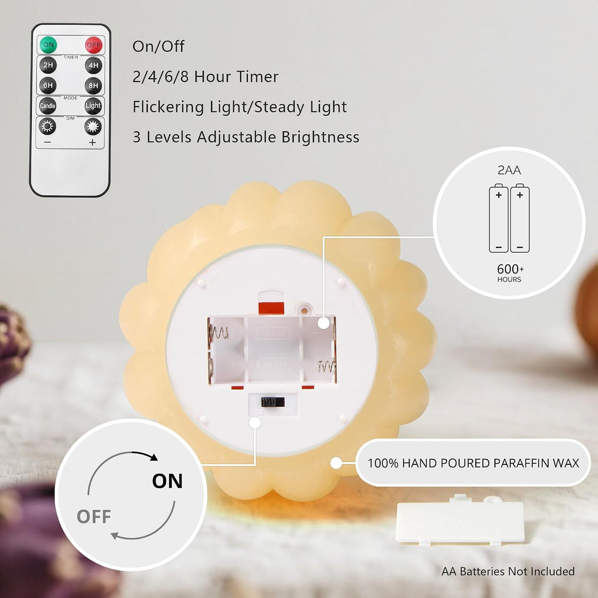 Fall Decor, Fall Decorations for Home, Flameless Pumpkin Candle with Remote