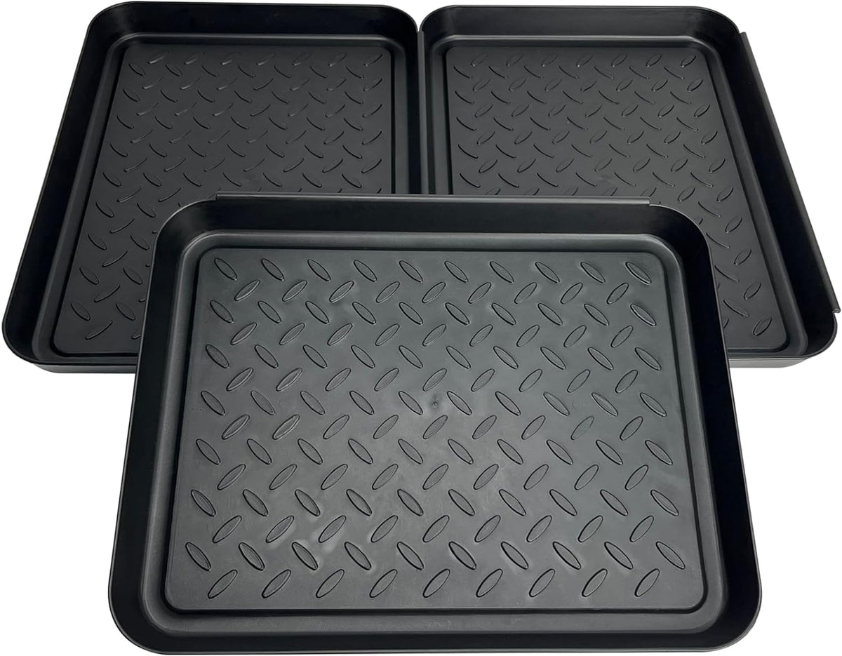 Generic Shoe Tray for Entryway, 3 Pack Indoor Mats, Dog Feed Mat, Rain Boots Drying Tray, Black