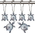 Sea Turtles Shower Curtain Rings Silver Shower Hooks for Shower Curtain