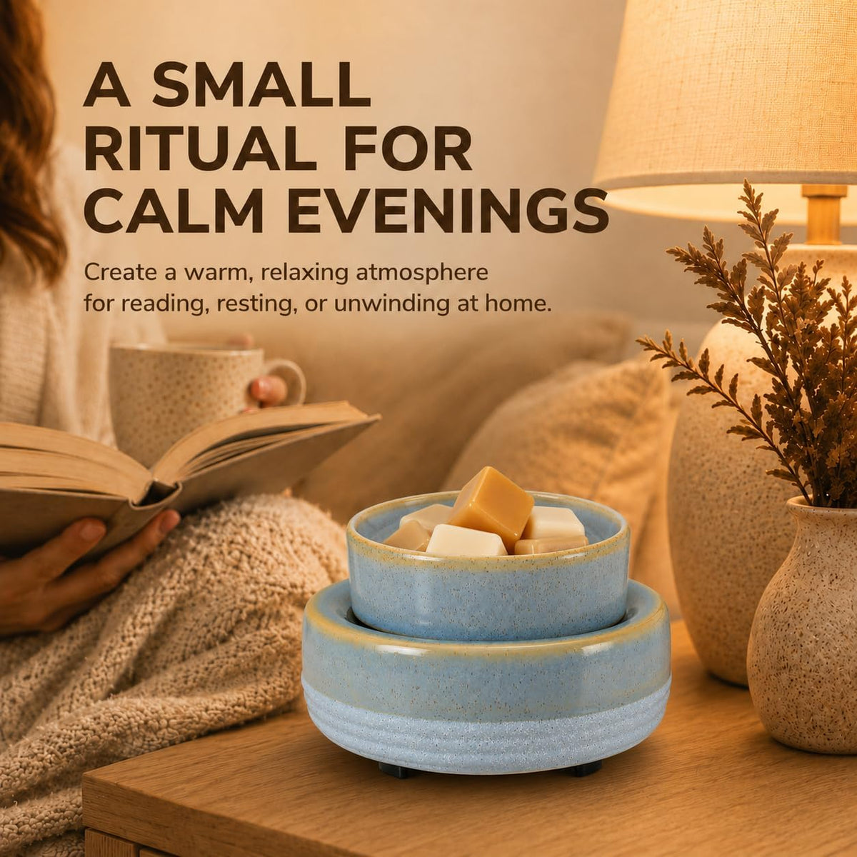 Wax Melt Warmer, Ceramic Candle Melter Melting Wax 3-in-1 Oil Burner Electric Fits Yankee Large Jar, Scented Candle Holder for Home Decor Gifts for Mom Grandma Women Girls