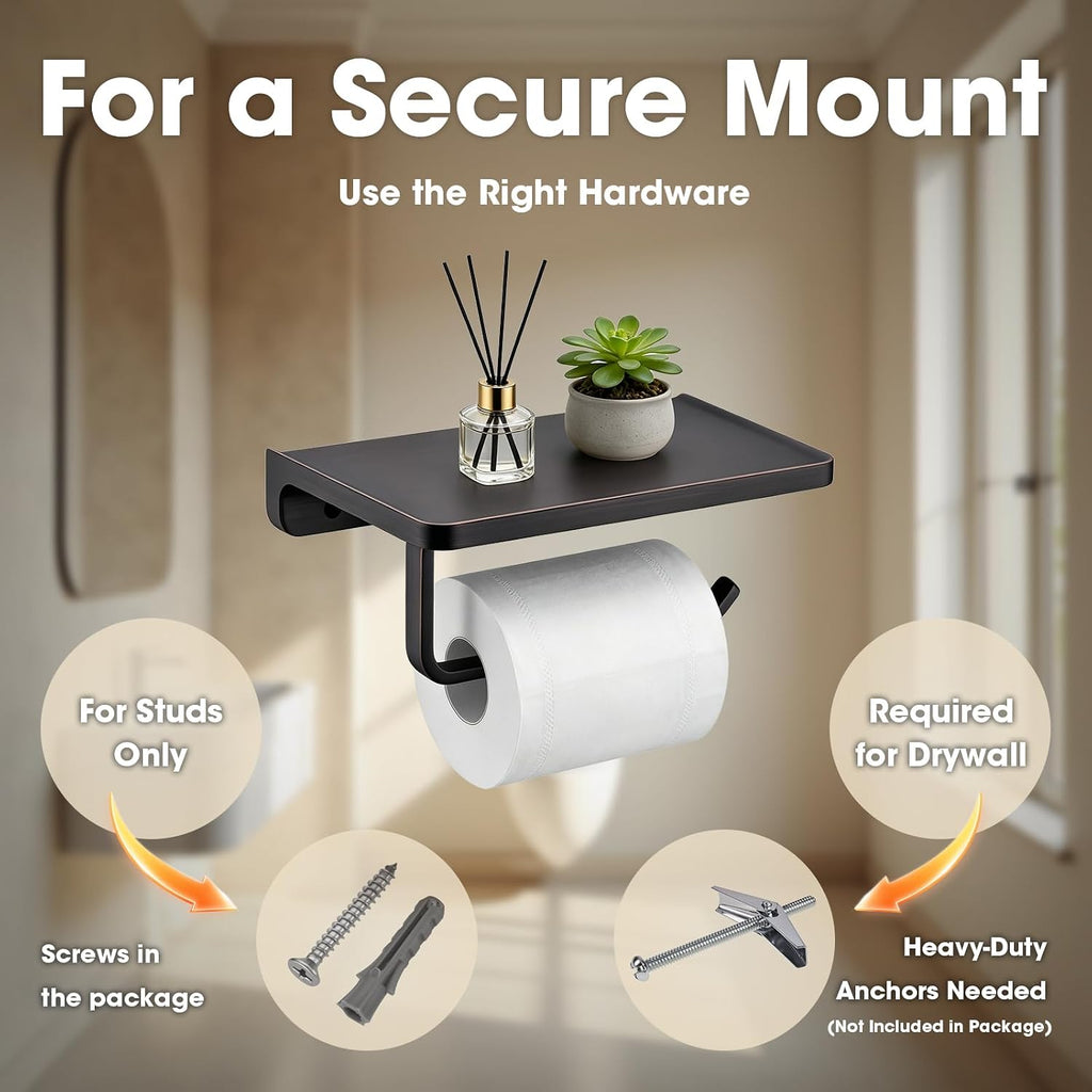 TRUSTMI Toilet Paper Holder with Shelf & Phone Stand, Oil Rubbed Bronze