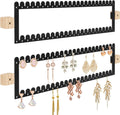 2 Tier Earring Holder Organizer Wall Mounted,2PCS Metal Earring Display Storage with 96 Holes and 92 Grooves Hanging Jewelry Organizer Tree for Stud/Hoop/Dangle Earrings Necklace(Black)