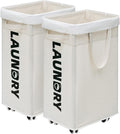 CHICVITA 75L Laundry Basket with Wheels & Handle 2-Pack, Wash Bags, White