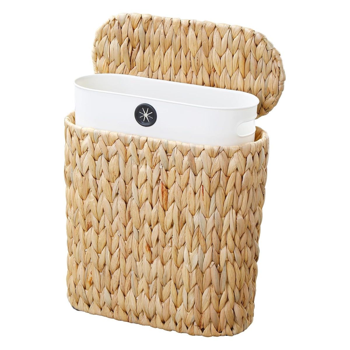 Coeusy 3 Gallon Wicker Trash Can,Small Bathroom Trash Can with Lid,Natural