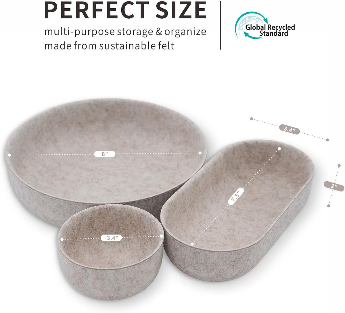 Welaxy EDC Cathall Desk Organizer tray Oatmeal felt bowl nightstand Caddy