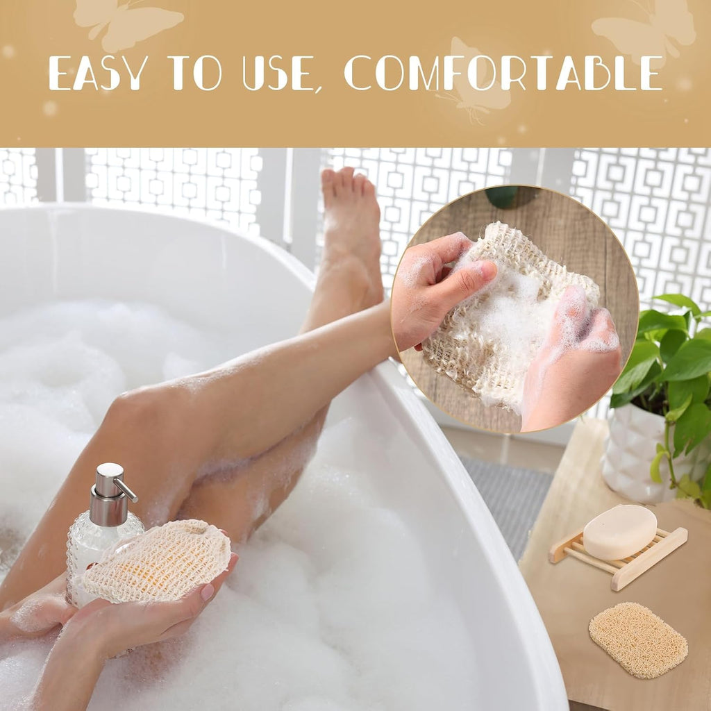 Irenare 90 Pcs Soap Saver Set, Wooden Dish Bar Soap Mesh Bag Pads Bulk