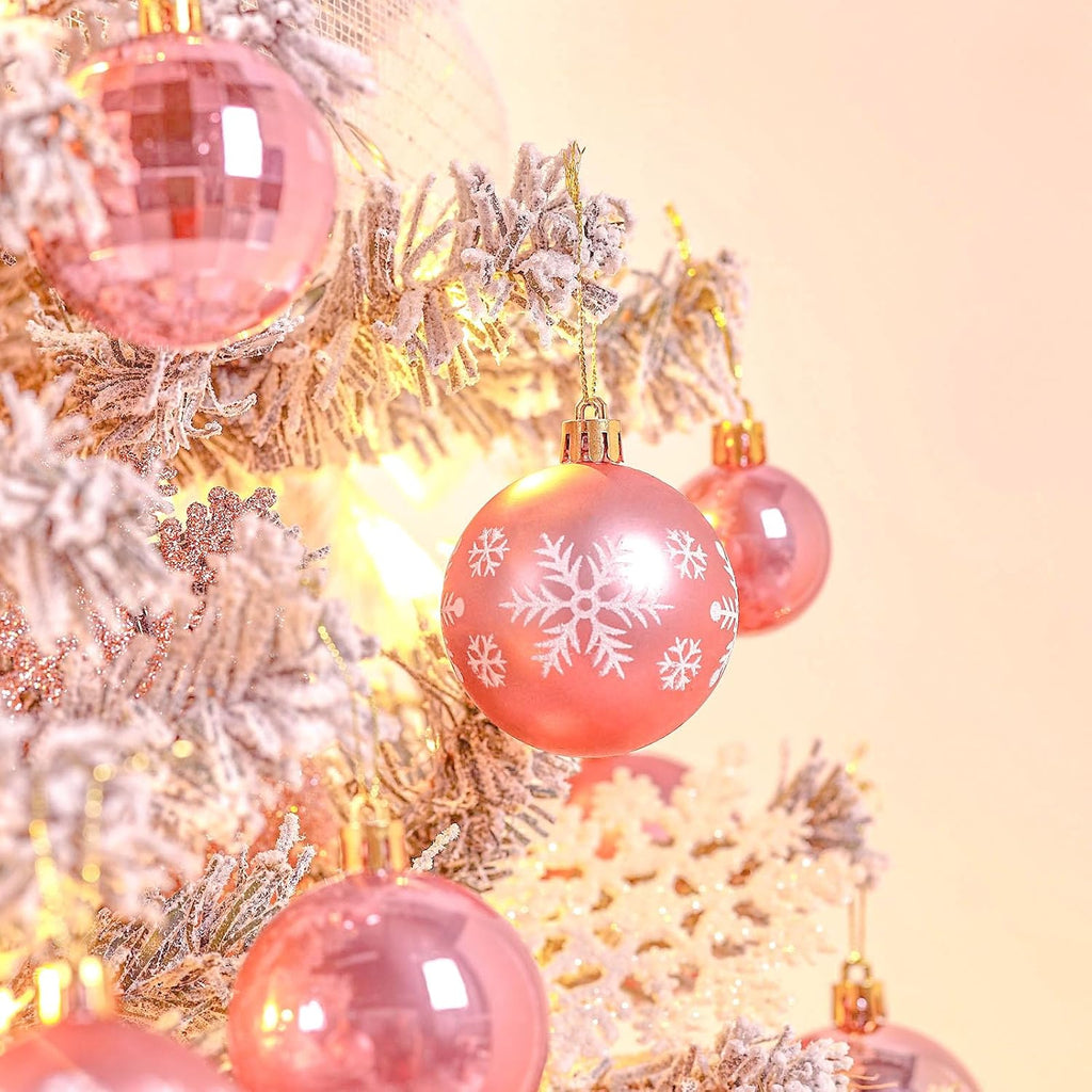 95Pcs Christmas Ball Ornaments Set,Neutral Christmas Tree Decoration Gift, Seasonal Decorative Hanging Ornament Set with Hand-held Gift Package for Xmas Tree (Rose Gold)