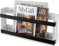 MyGift Magazine Rack, Whitewashed Wood & Black Metal, Wall-Mounted Display
