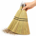 12" Hand Held Whisk Broom 2 Pack, Natural Handmade Corn Mini Broom with Stiff Bristles, Small Straw Sweeping Brush for Fireplace, Car Detailing, Workbench & Farmhouse Decor