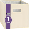 Superio Fabric Storage Basket for Shelves, Cube Bin for Cubby, 10.75 x 10.75 Foldable Open Storage Bin, Decorative Bin Organizer with Handle, Ivory