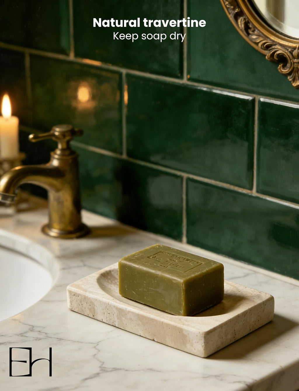 Marble Soap Dish Tray, Soap Bar Holder for Bathroom Shower