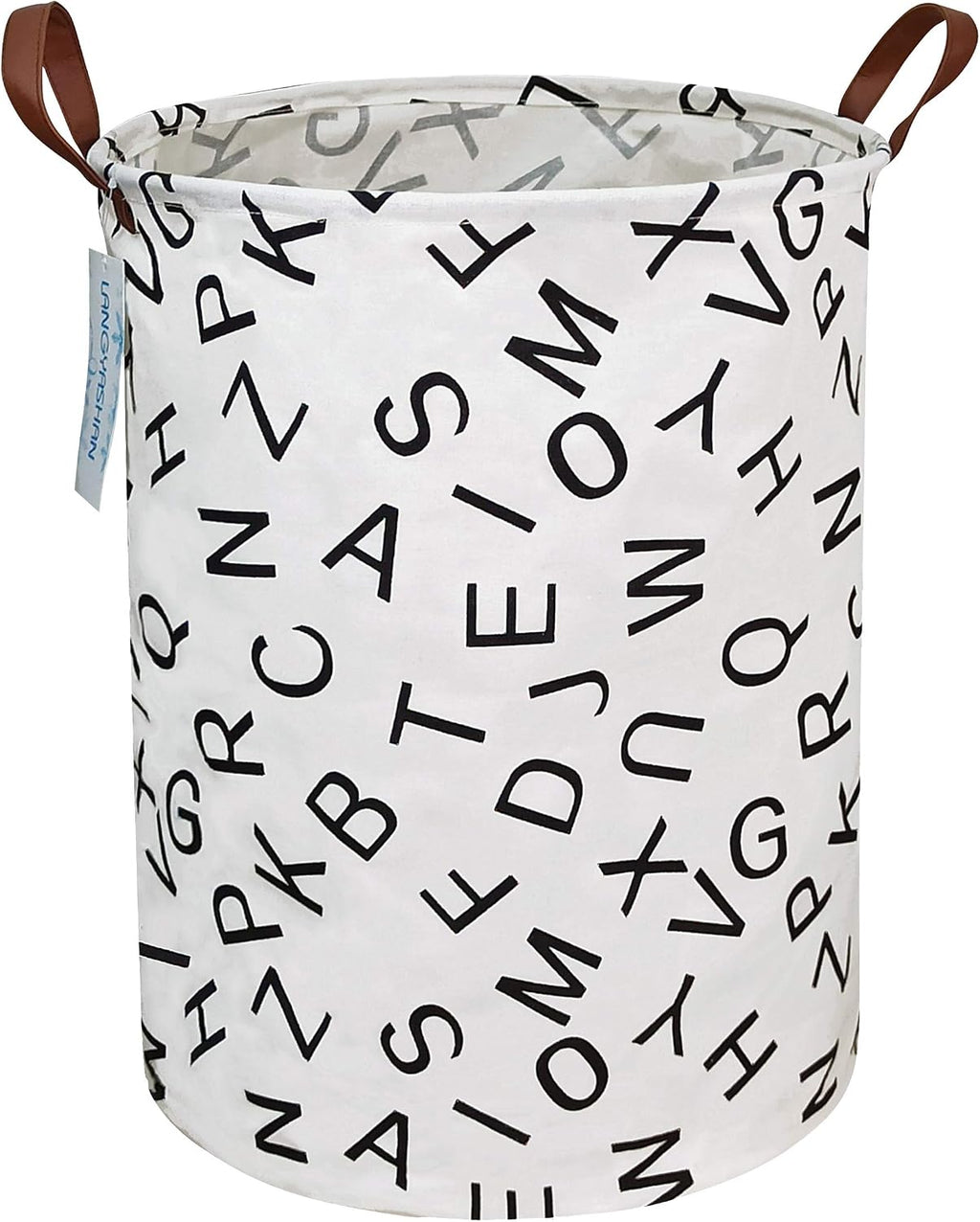 Round Laundry Basket Collapsible Storage Hamper Organizer Alphabet