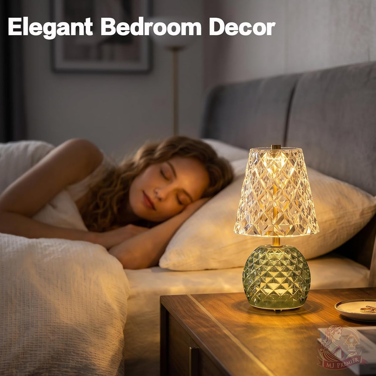 MJ PREMIER Rechargeable Table Lamp Cordless Mushroom Lamp with Timer Green