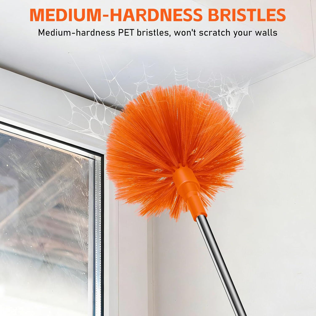 SetSail Cobweb Duster with Extension Pole, for Cobweb Cleaning, Orange