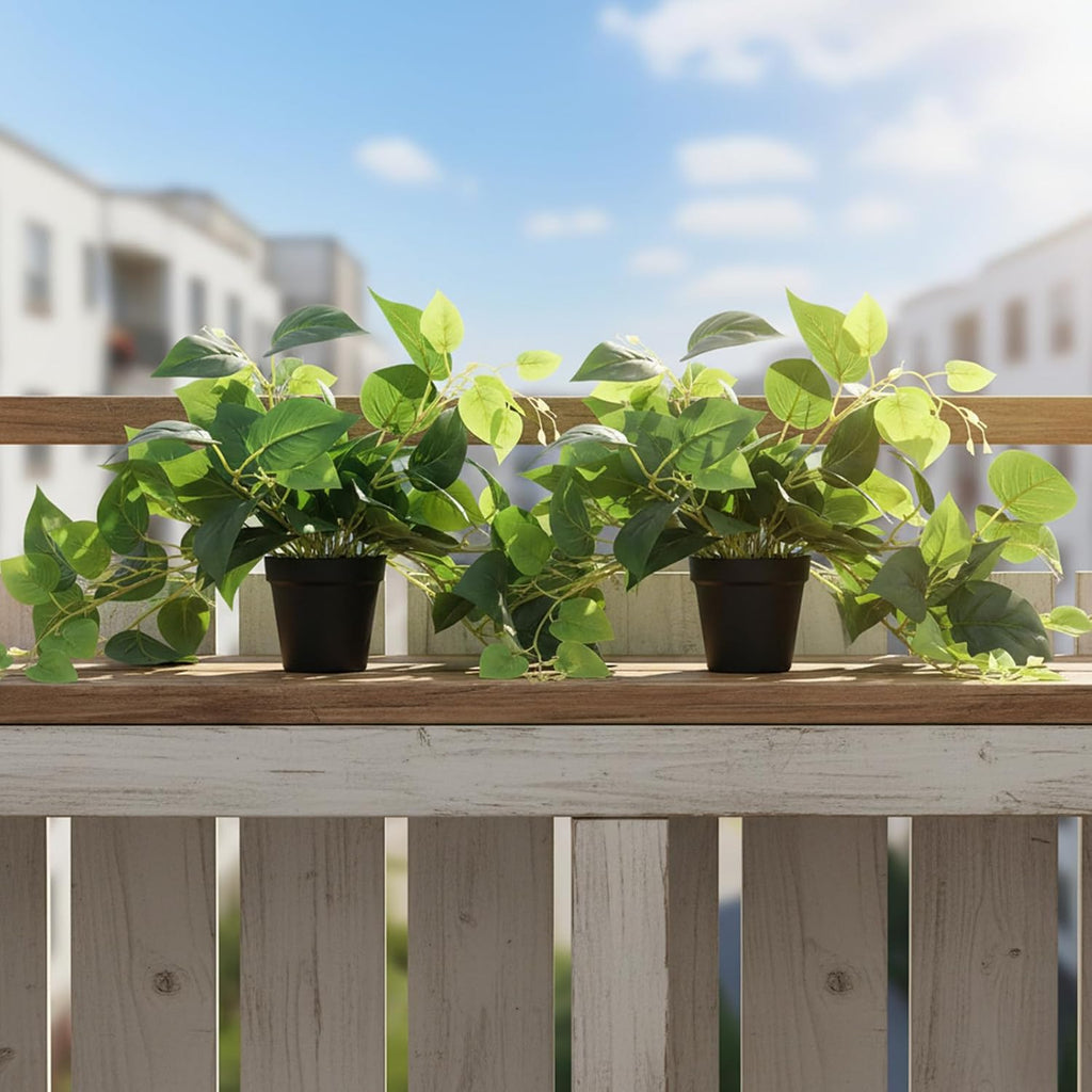 Tiita Artificial Pothos Plants in Pots, 2 Pack for Desk and Shelf Decor