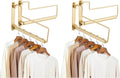 NEWRAIN Clothes Drying Rack, Laundry Racks for Drying Clothes, Wall Mounted Swing Arm Clothes Hanger for Laundry Room, Garage, Indoor & Outdoor Use,Brushed Gold (Pack of 2)