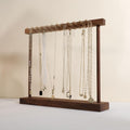 Medium necklace hanger shelf with 12 copper bars, Wooden jewelry storage organizer rack for hanger necklace bracelet, necklace display stand for boutique store【Walnut】