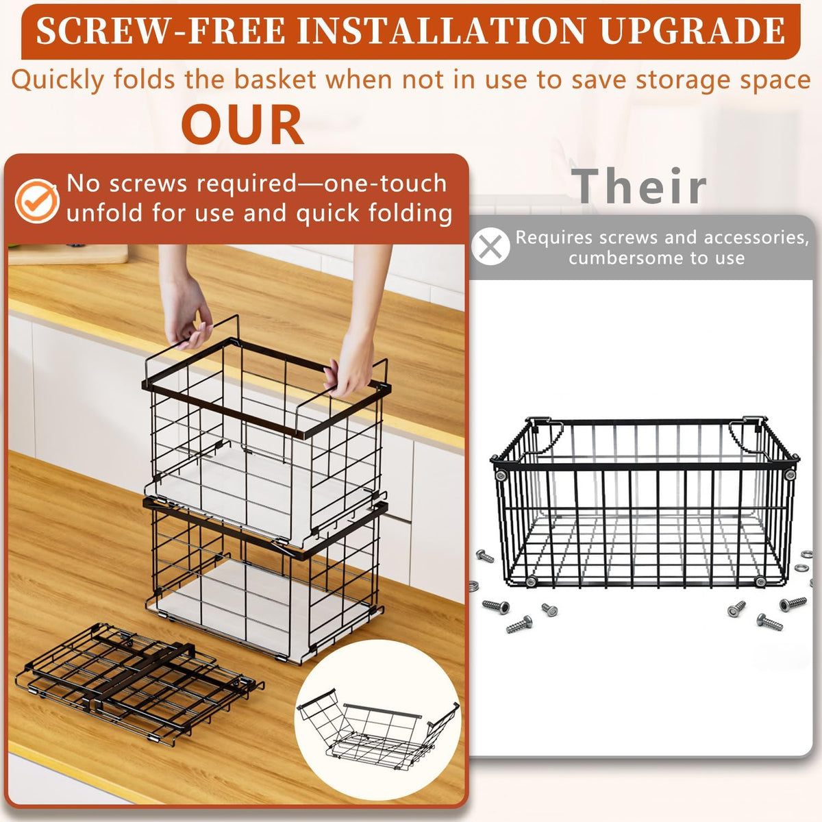 Freezer Organizer Bins for 3.5 Cu.Ft,Upgrade Quick Expand/Collapse,4PACK