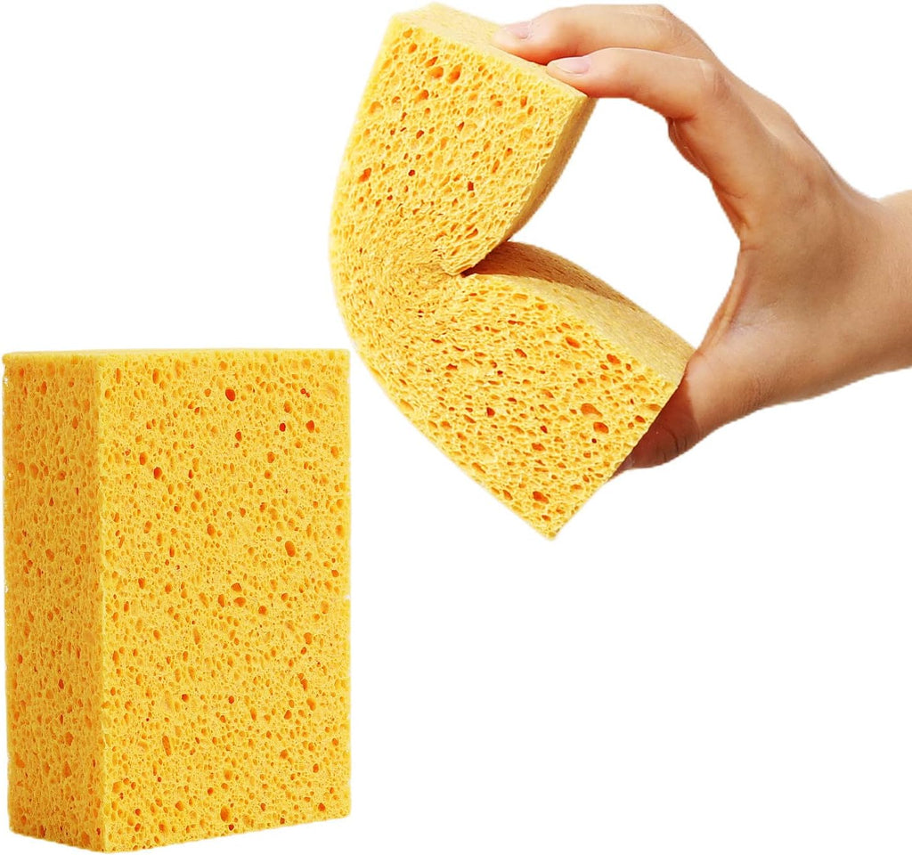 Natural Kitchen Sponges, 2" Thick Heavy Duty Scrub Sponge, 2 Pack