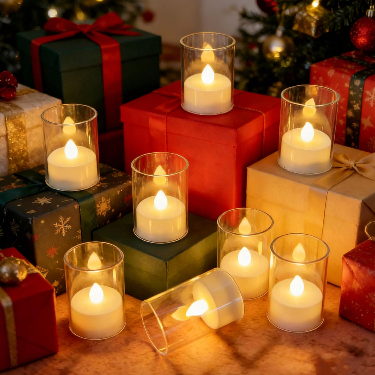 Flameless LED Tea Candles 12-Pack with 2/4/6/8H Automatic Timer, Battery Powered, Warm Glow for Home, Wedding & Table Decor