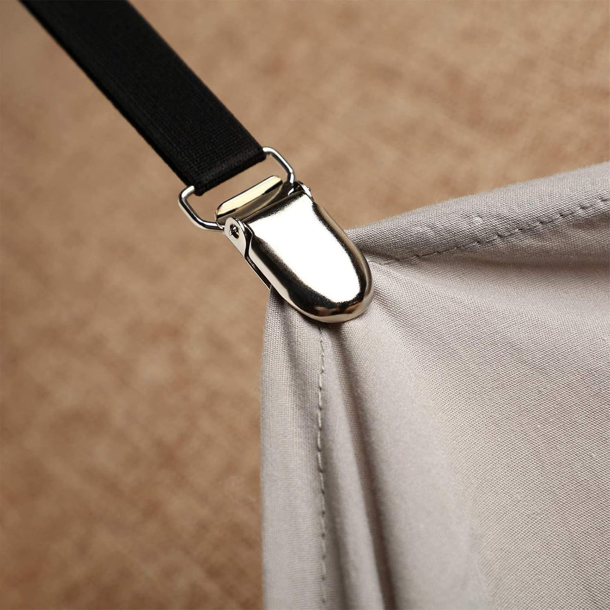 Boao 12 Pcs Bedsheet Strap Elastic Clip, Black, 14-28 Inch Length