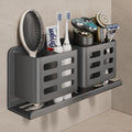 Aluminum Toothbrush Holder， Wall-Mounted，Bathroom Rack，4 Slot，Grey