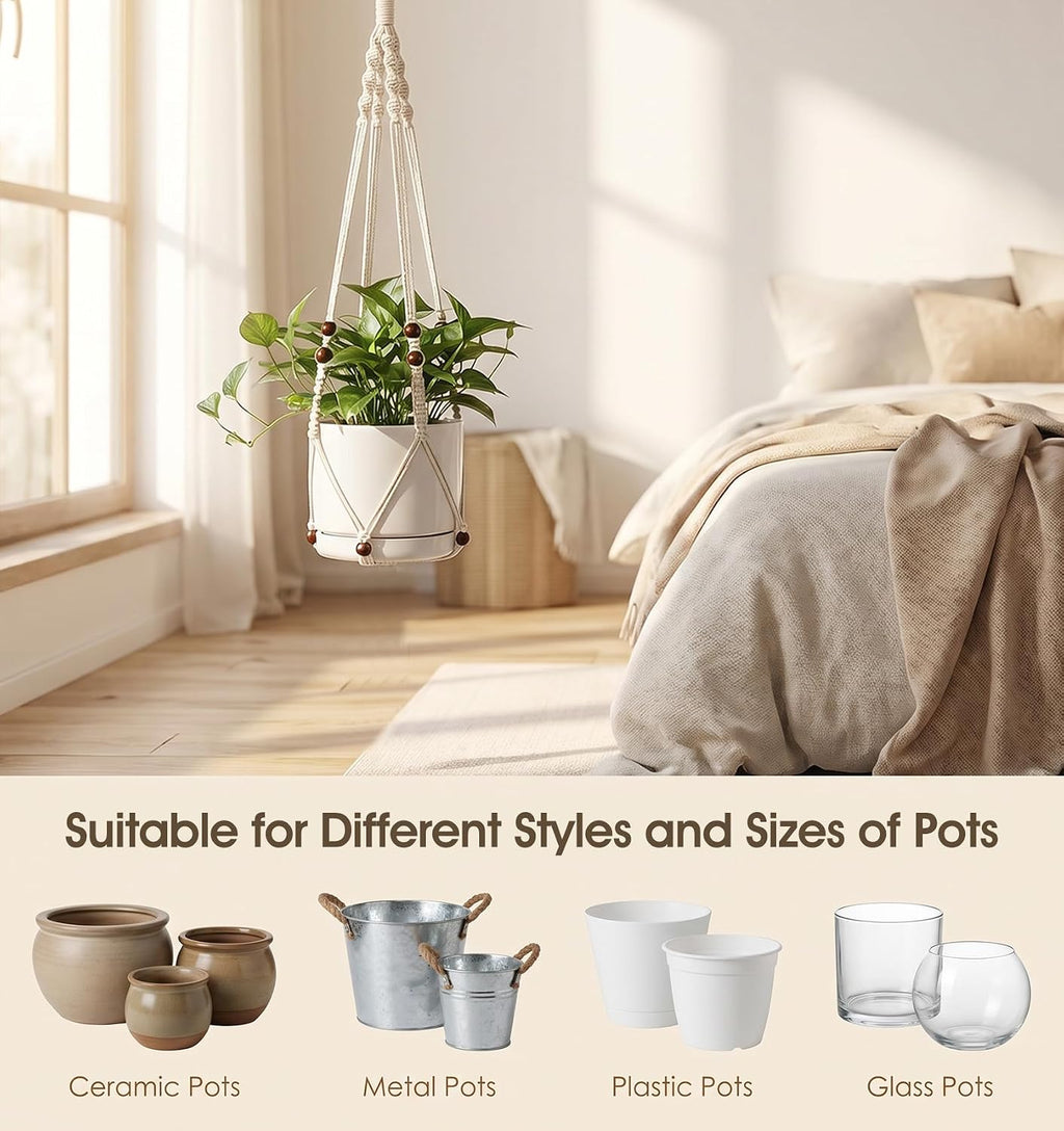 Macrame Plant Hangers Indoor, Macrame Plant Hanger Large Weather Resistant