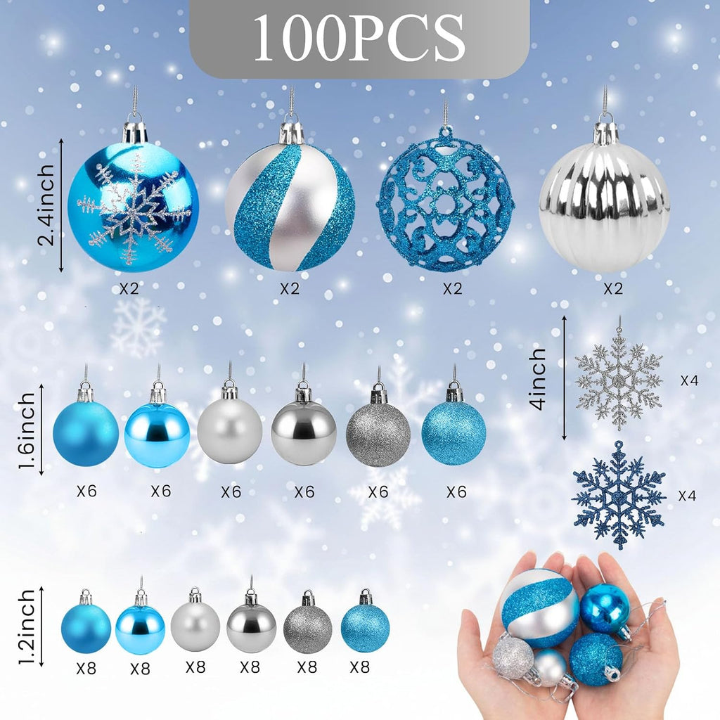 DOMESTAR 100 PCS Christmas Ball Ornaments, Christmas Tree Ornaments Glitter