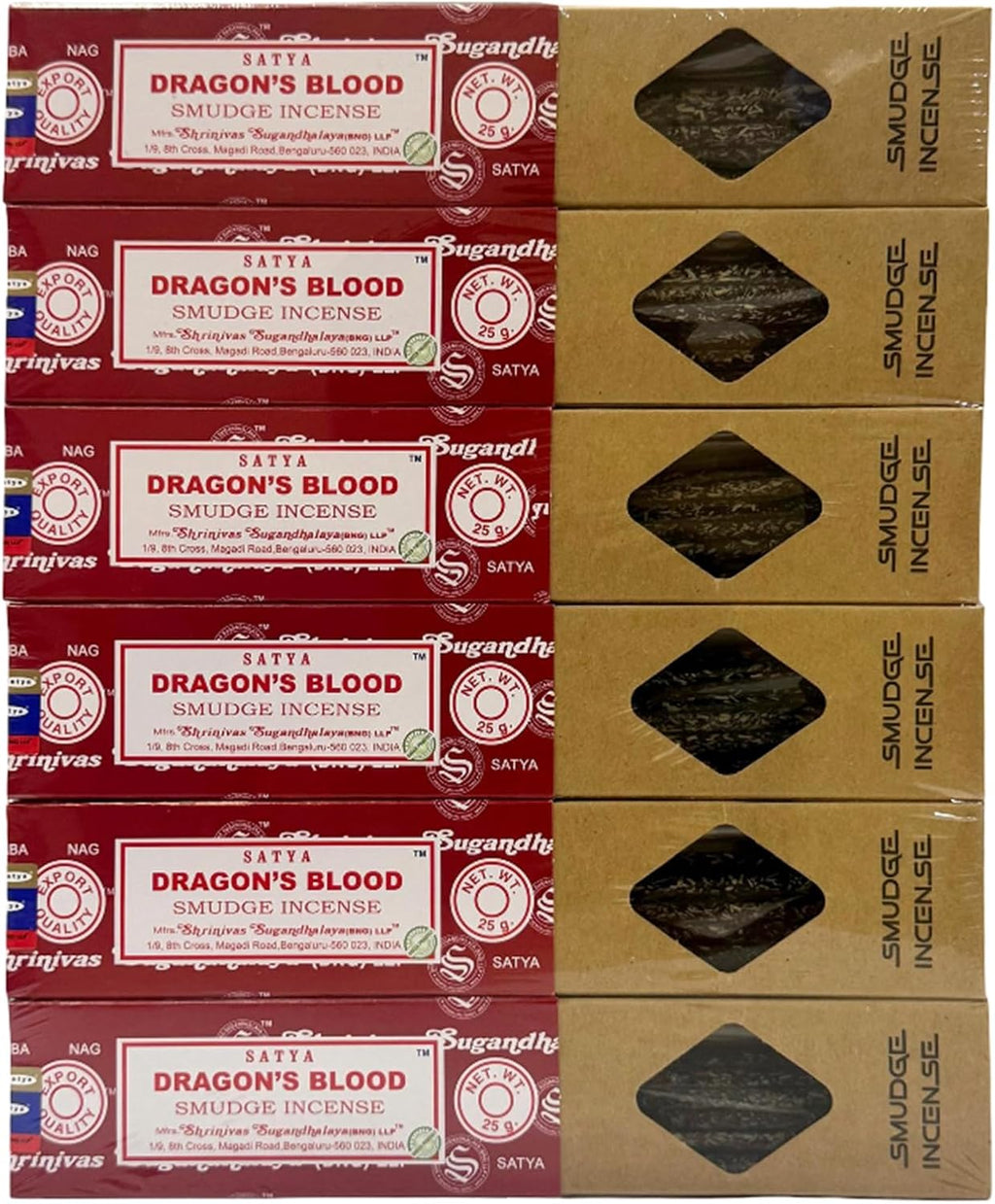 Satya Smudge Incense Stick – Hand-Rolled Indian Masala Incense for Meditation, Yoga & Spiritual Cleansing Pack of 6 (Smudge Dragon Blood)