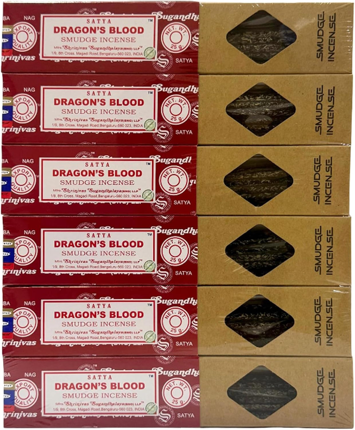 Satya Smudge Incense Stick – Hand-Rolled Indian Masala Incense for Meditation, Yoga & Spiritual Cleansing Pack of 6 (Smudge Dragon Blood)