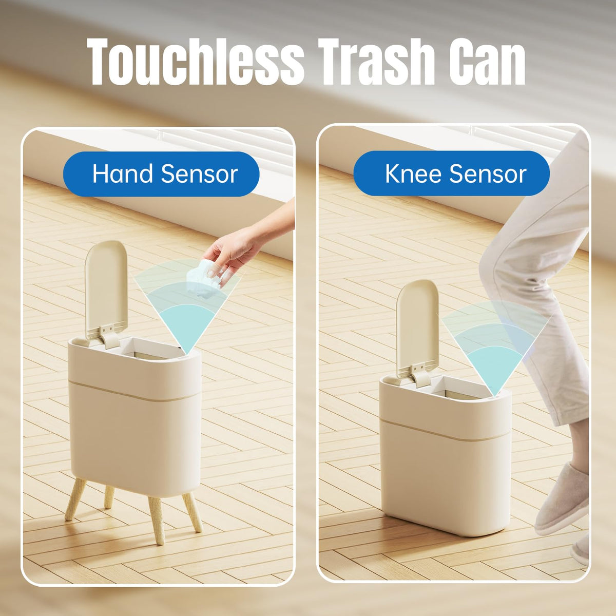 Yatmung Motion Sensor Bathroom Trash Can with Lid - 2.5 Gal Smart Trash Bin