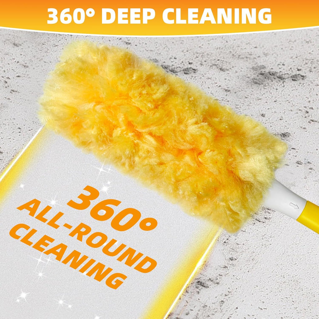 30 Count Duster Refills Compatible with Swiffer Handle, Multi-Surface Duster Refills with 1 Handle, 360° Dusters with 5X Microfibers for Home, Electronics, Office, Furniture, Blinds Cleaning
