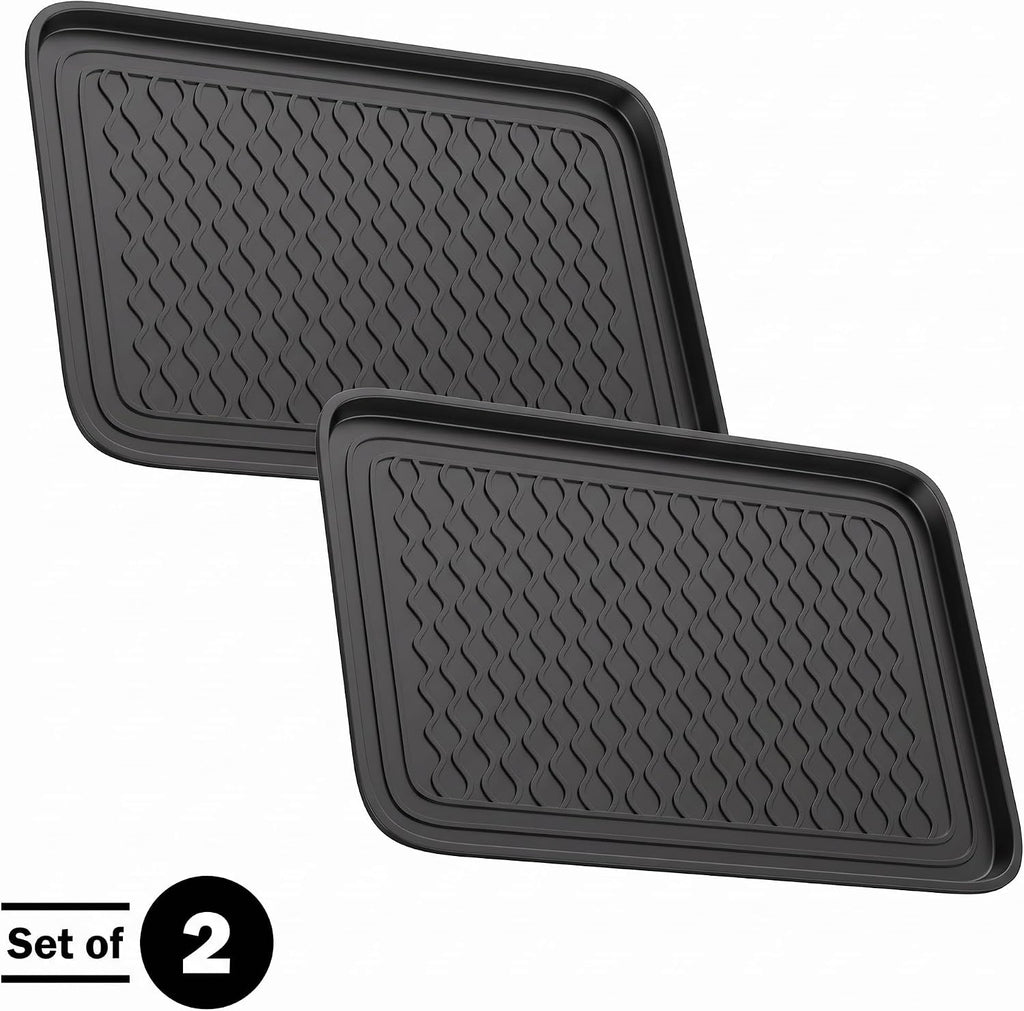 Stalwart Indoor Outdoor Boot Tray, Black, 23.75x15.75, 2-Pack