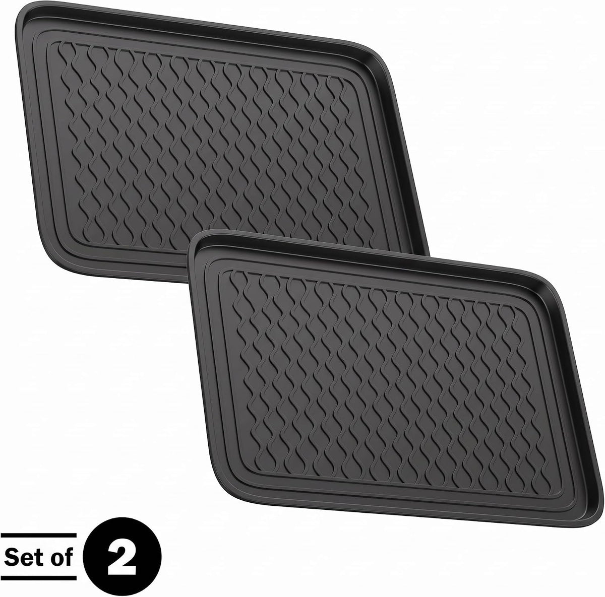 Stalwart Indoor Outdoor Boot Tray, Black, 23.75x15.75, 2-Pack