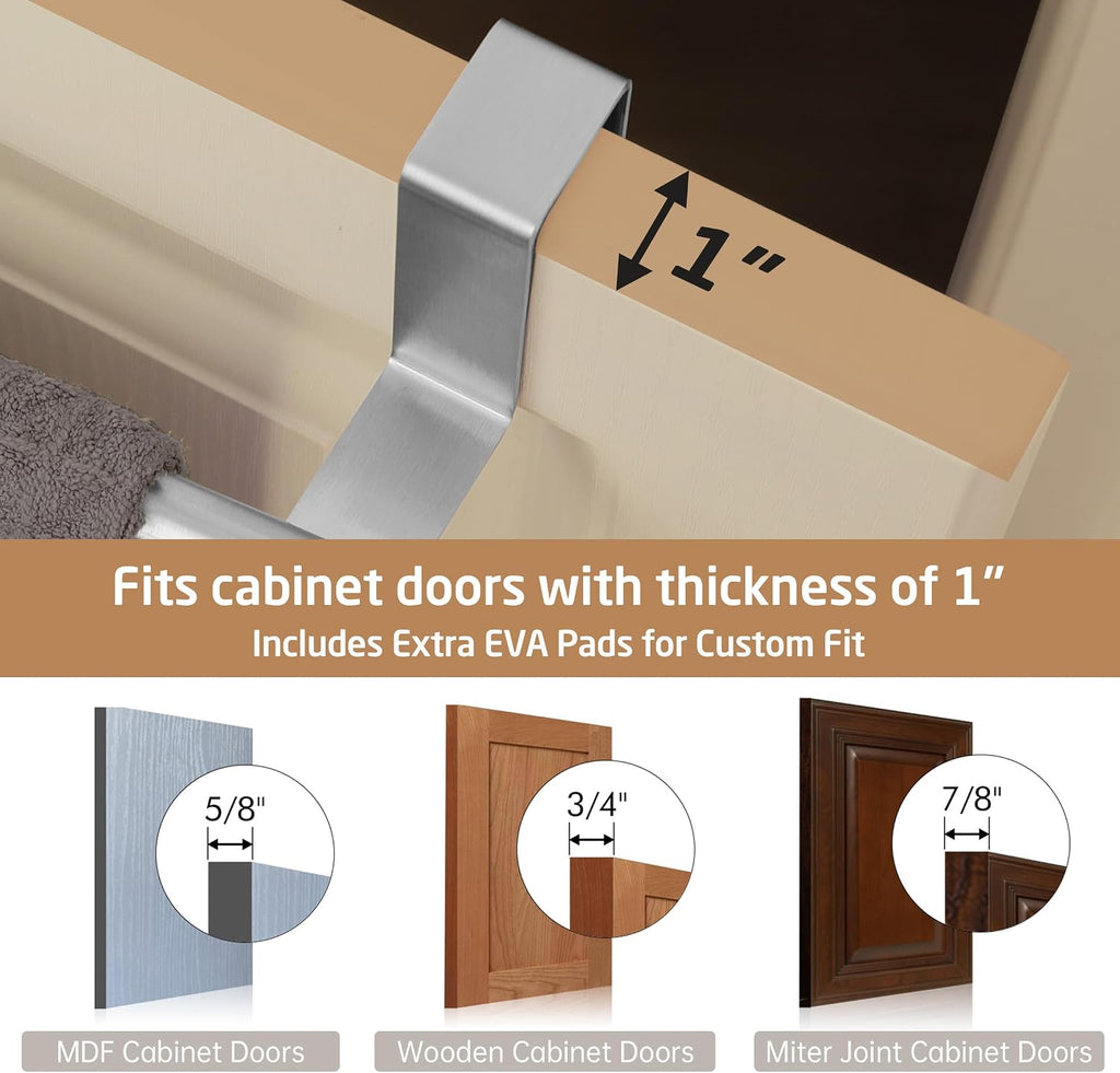 KES Over The Cabinet Door Towel Rack, Kitchen Towel Holder, 2 Pack
