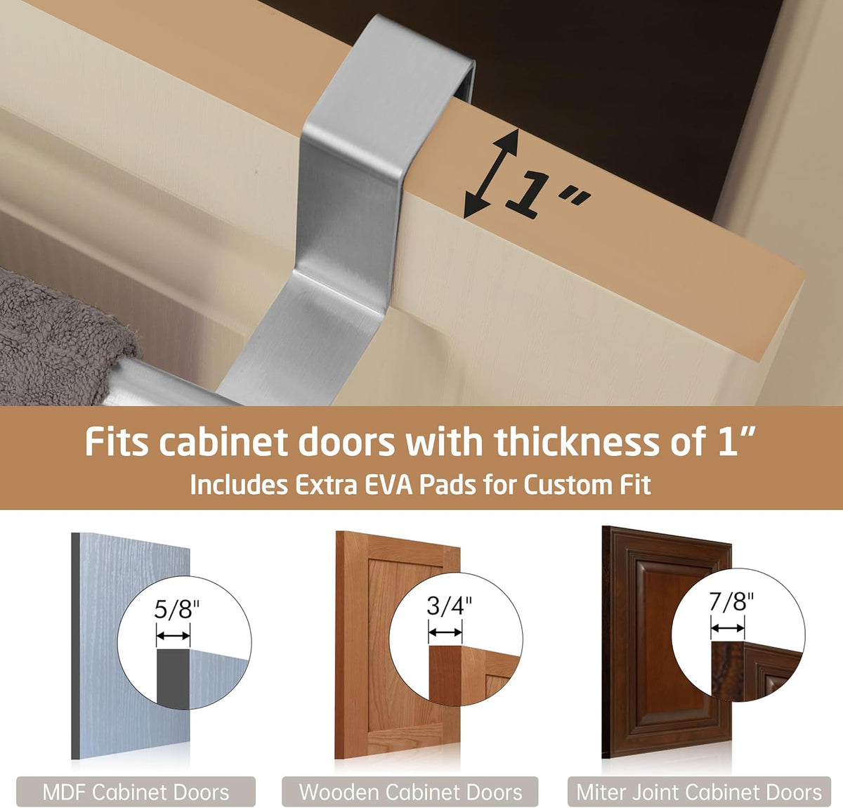 KES Over The Cabinet Door Towel Rack, Kitchen Towel Holder, 2 Pack