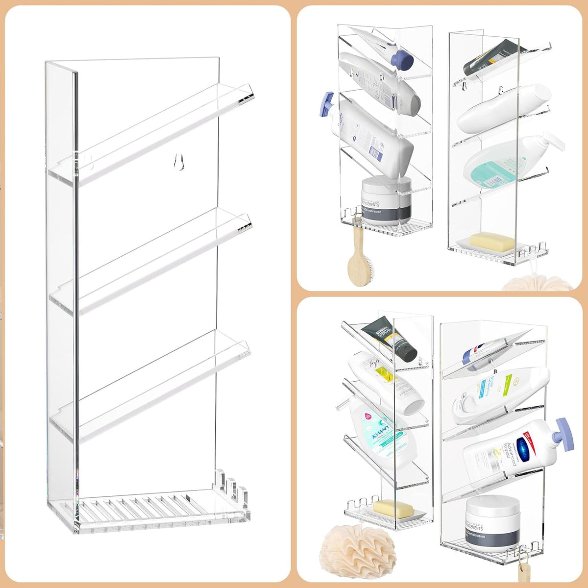 AITEE Acrylic Bathroom Organizer Caddy Shampoo Holder Combination Shelf